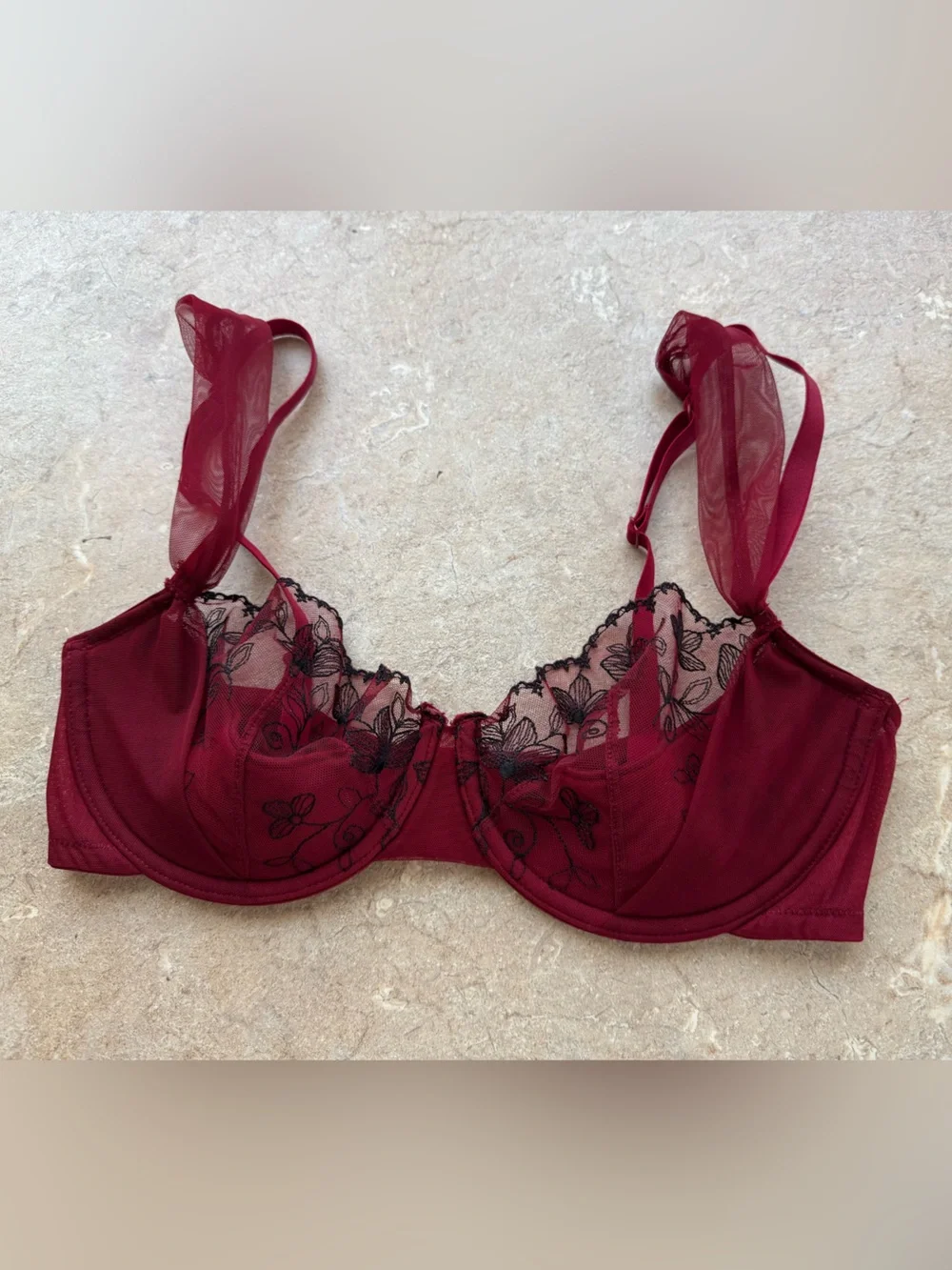 Adore Me Red and Black Sofia Contour Bra, Size Small 32DD